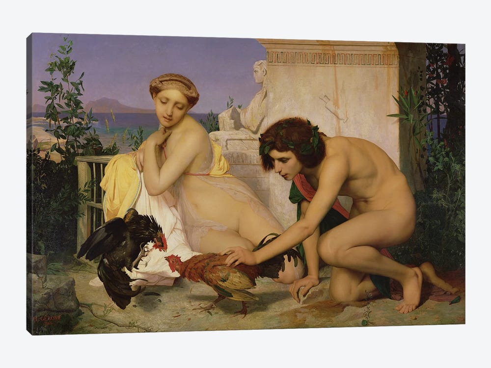 Young Greeks Encouraging Cocks To Fight, 1846 by Jean Leon Gerome 1-piece Canvas Art