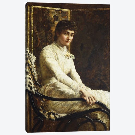 Portrait Of The Artist'S Wife Marian Huxley In Her Wedding Dress, 1880 Canvas Print #BMN12995} by John Collier Canvas Print