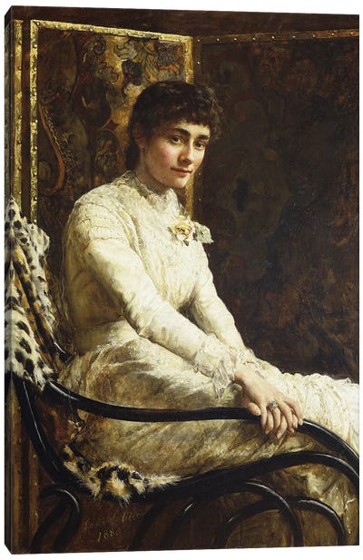 Portrait Of The Artist'S Wife Marian Huxley In Her Wedding Dress, 1880 Canvas Art Print