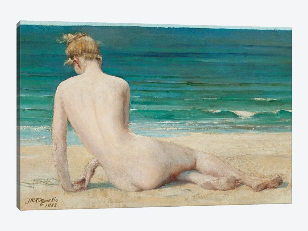 Nude Seated On The Shore, 1888 by John Reinhard Weguelin 1-piece Canvas Print