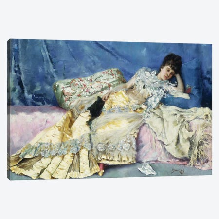 Lady On A Divan, 1877 Canvas Print #BMN13008} by Julius Leblanc Stewart Art Print