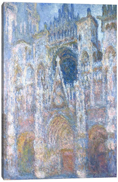 Rouen Cathedral, Blue Harmony, Morning Sunlight, 1894  Canvas Art Print - Claude Monet