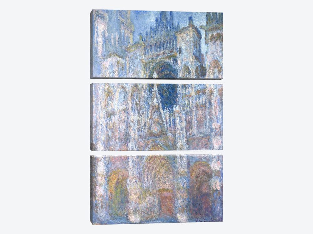 Rouen Cathedral, Blue Harmony, Morning Sunlight, 1894  by Claude Monet 3-piece Art Print