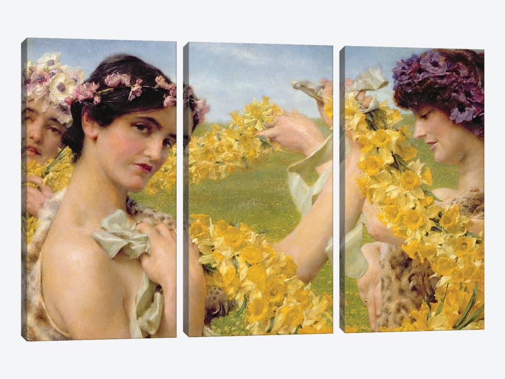 When Flowers Return, C.1911 by Sir Lawrence Alma-Tadema 3-piece Canvas Wall Art