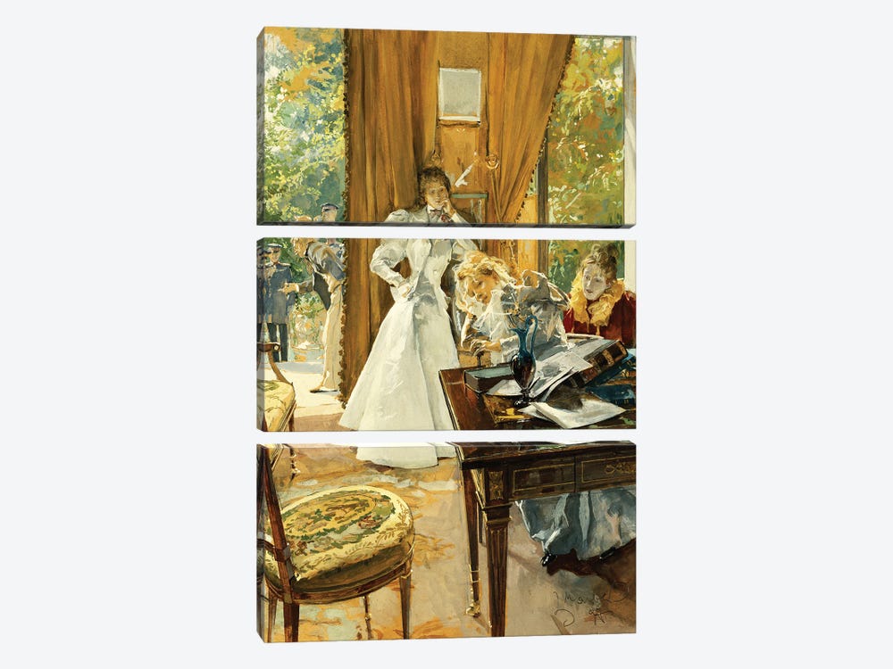 In The Drawing Room, 1897 by Ludek Marold 3-piece Canvas Art Print
