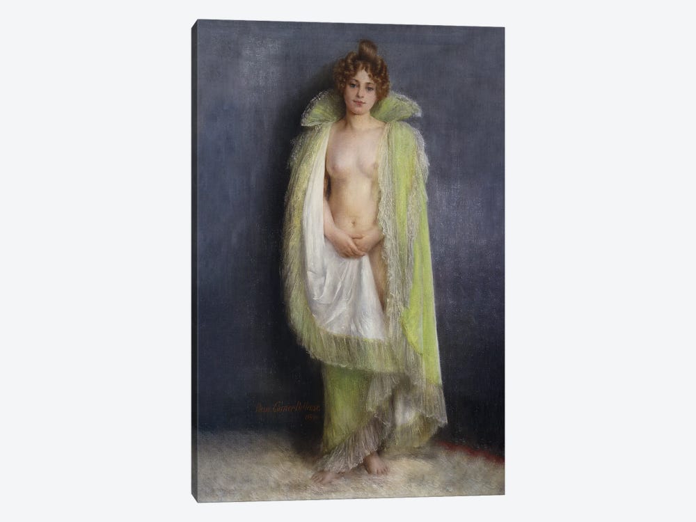 A Nude With A Green Cloak, 1899 by Pierre Carrier-Belleuse 1-piece Canvas Wall Art