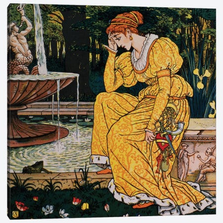 'Frog Prince And The Maiden' Canvas Print #BMN13038} by Walter Crane Canvas Artwork