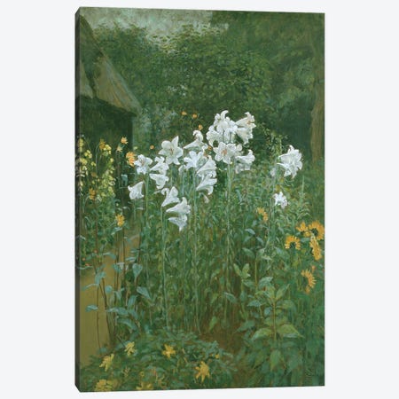 Madonna Lilies In A Garden Canvas Print #BMN13040} by Walter Crane Canvas Art Print