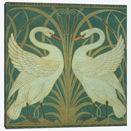 Panel Of "Swan, Rush & Iris" Canvas Print #BMN13041} by Walter Crane Art Print