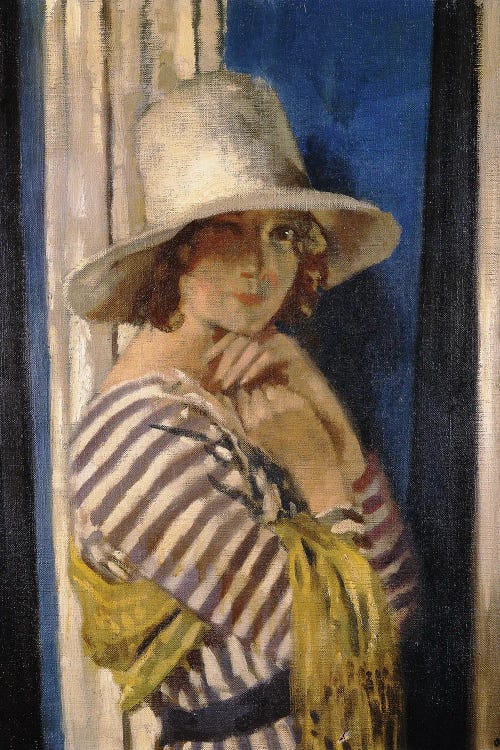 Mrs Hone In A Striped Dress, C.1912