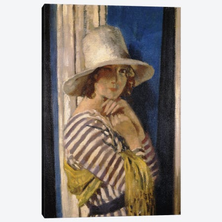 Mrs Hone In A Striped Dress, C.1912 Canvas Print #BMN13046} by Sir William Orpen Canvas Art
