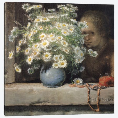 The Bouquet of Margueritas, 1866  Canvas Print #BMN1304} by Jean-Francois Millet Canvas Artwork