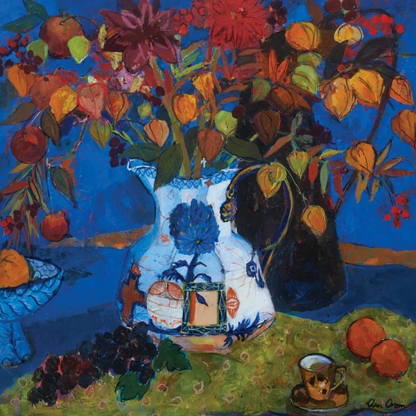 Fine Art Print: Chinese Lanterns In The New Jug, 2021 by Ann Oram