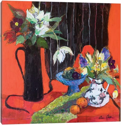 Kitchen Still Life On Red, 2019 Canvas Art Print - Authentic Eclectic