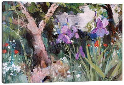 Mediterranean Garden With Irises, 2019 Canvas Art Print - Mediterranean Décor