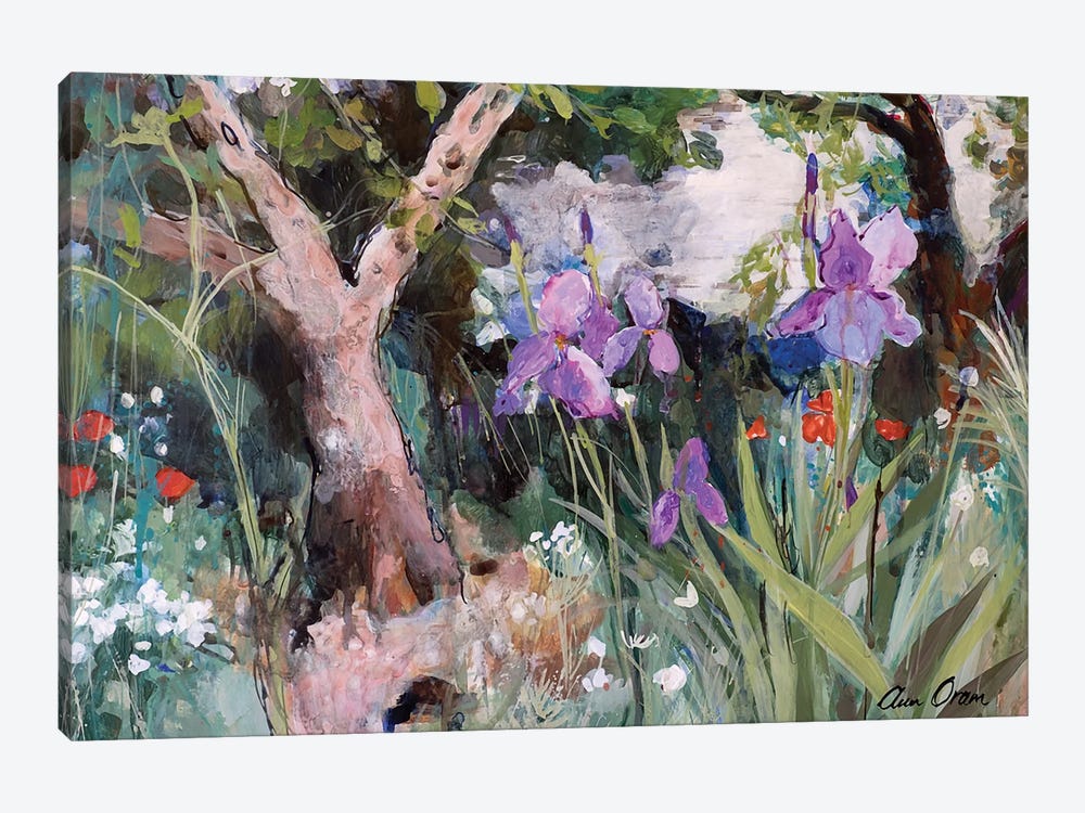 Mediterranean Garden With Irises, 2019 by Ann Oram 1-piece Canvas Print