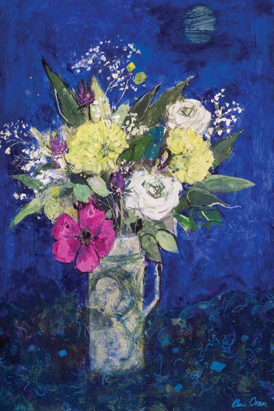 Ann Oram: Midnight Flowers, Deep Blue Ground by Ann Oram