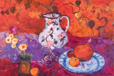 Red Still Life With Chinese Lantern by Ann Oram canvas print