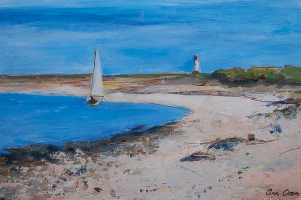 Ann Oram: Sailing Boat Off Berwick, 2021 by Ann Oram