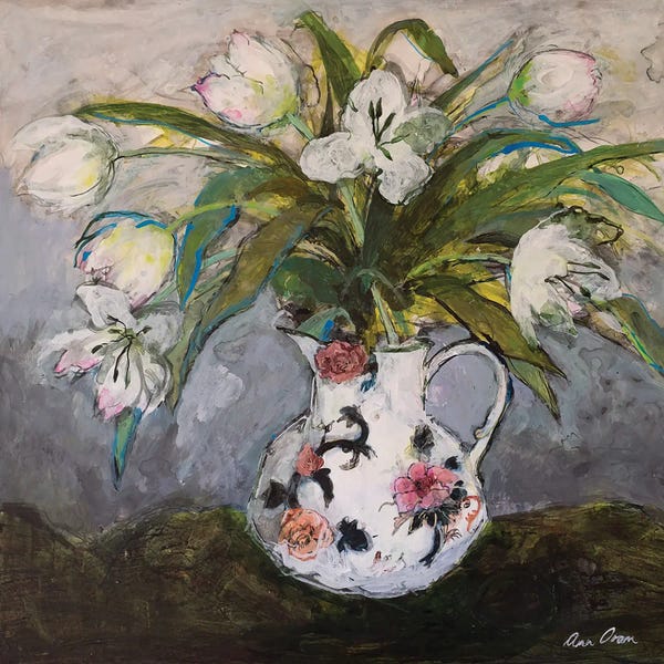 Tulips: White Tulips In An Ironstone Jug, 2019 by Ann Oram