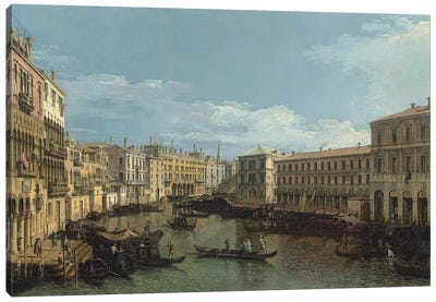 The Grand Canal From The Ca' Da Mosto To The Fabbriche Nuove, With The Rialto Bridge, C.1720-80 Canvas Art Print