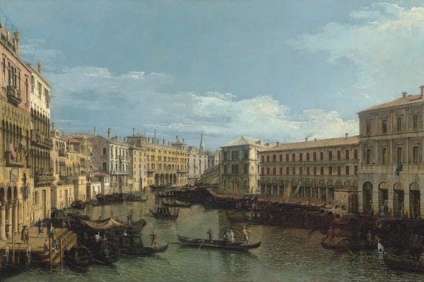 Canaletto: The Grand Canal From The Ca' Da Mosto To The Fabbriche Nuove, With The Rialto Bridge, C.1720-80 by Canaletto