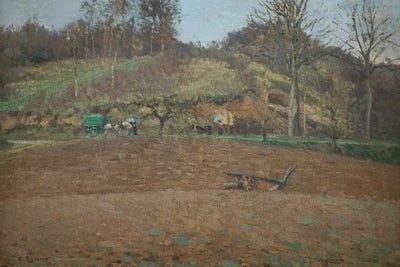 Ploughed Land, 1874 by Camille Pissarro canvas print