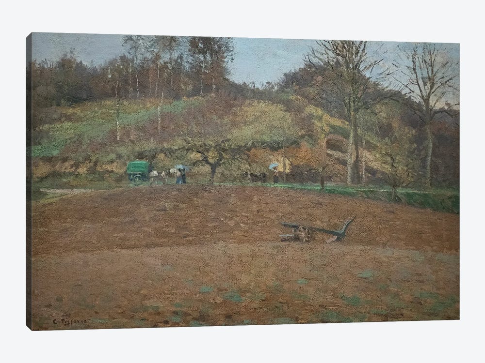 Ploughed Land, 1874 by Camille Pissarro 1-piece Canvas Wall Art