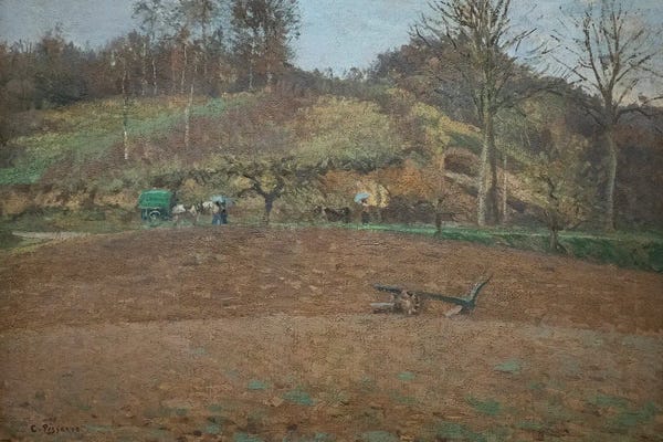 Camille Pissarro: Ploughed Land, 1874 by Camille Pissarro