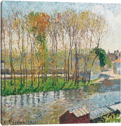The Border Of The Loing In Moret, 1901 Canvas Art Print - Camille Pissarro