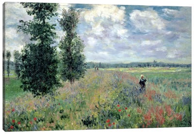 Poppy Fields Near Argenteuil, 1875 Canvas Art Print - Poppy Art