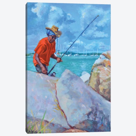 Fisherman In Red, 2019 Canvas Print #BMN13157} by Colin Bootman Canvas Art