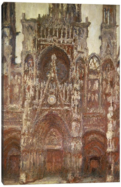 Rouen Cathedral, evening, harmony in brown, 1894 Canvas Art Print - Cozy Color Palette