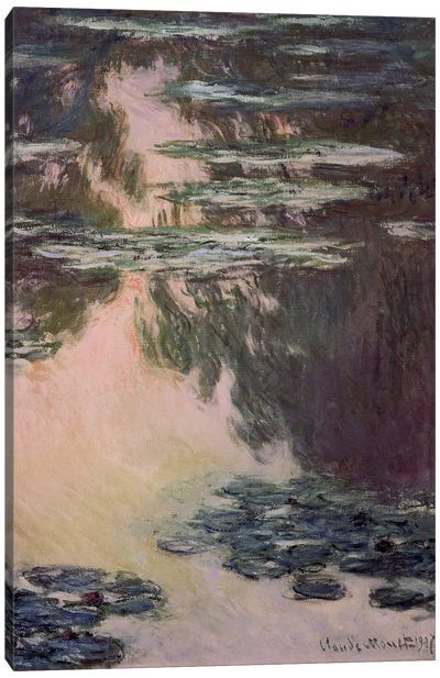 Waterlilies with Weeping Willows, 1907  Canvas Art Print - Willow Trees