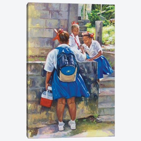 Schoolgirl Banter, 2019, Canvas Print #BMN13199} by Colin Bootman Canvas Print