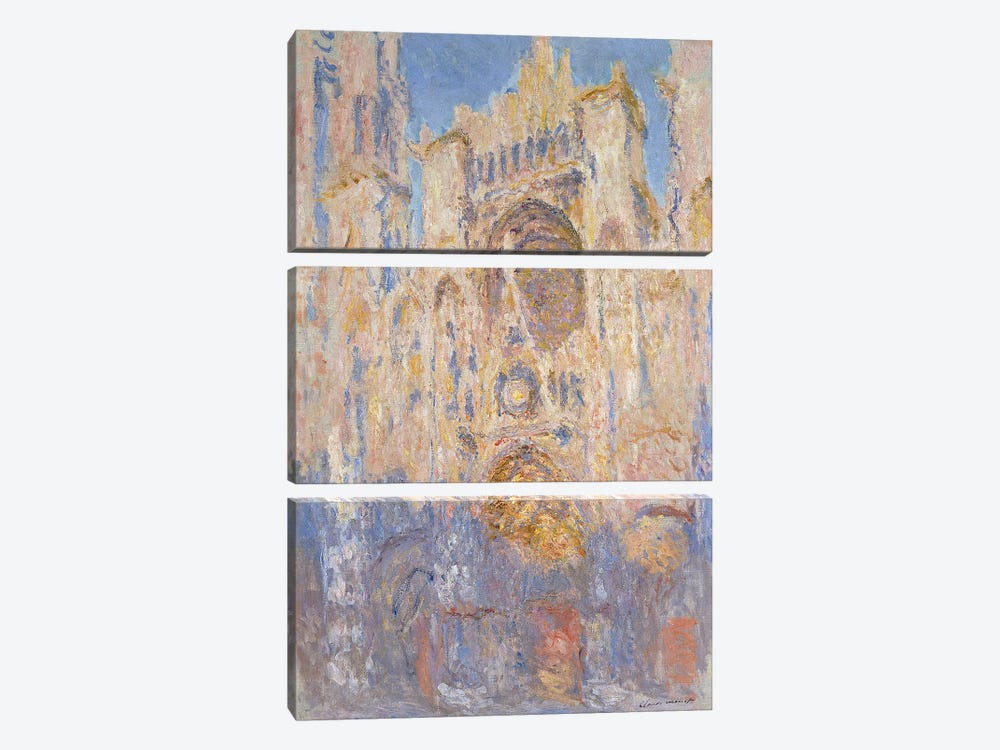 Rouen Cathedral, Effects of Sunlight, Sunset, 1892  by Claude Monet 3-piece Canvas Art Print