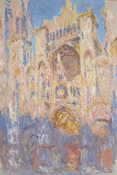 Places Of Worship: Rouen Cathedral, Effects of Sunlight, Sunset, 1892  by Claude Monet