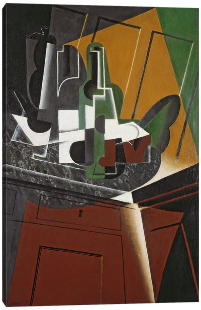 The Sideboard, 1917 (oil on plywood) Canvas Art Print - Juan Gris
