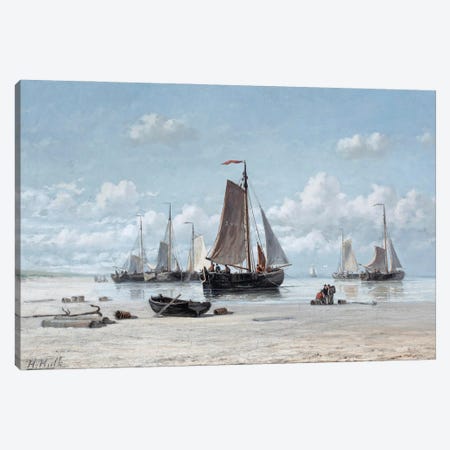 Fishing Vessels On The Beach, Zandvoort Canvas Print #BMN13237} by Hendrik Hulk Canvas Art Print