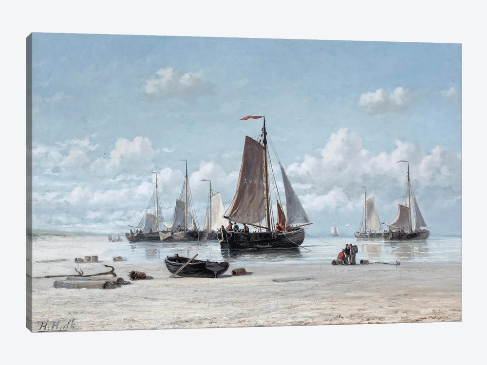 Fishing Vessels On The Beach, Zandvoort by Hendrik Hulk 1-piece Art Print