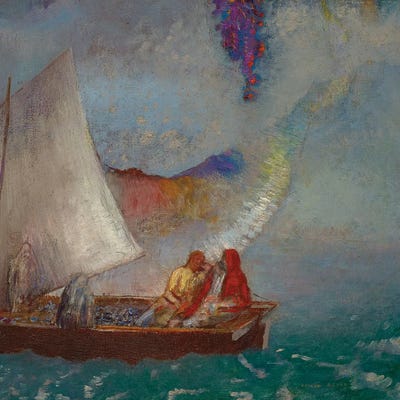 La Voile Grise, C.1900-05 by Odilon Redon framed canvas print