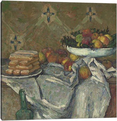 Compotier Et Assiette De Biscuits, C.1877 Canvas Art Print - Paul Cezanne