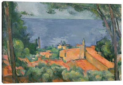 Red Rooves Of L'Estaque, 1883-85 Canvas Art Print - Paul Cezanne