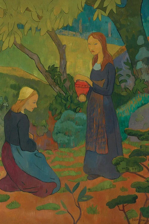 Jeune Bretonne Au Pot Vermillon Et Fillette Agenouillée, 1892
