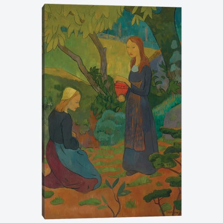 Jeune Bretonne Au Pot Vermillon Et Fillette Agenouillée, 1892 Canvas Print #BMN13249} by Paul Serusier Canvas Art Print
