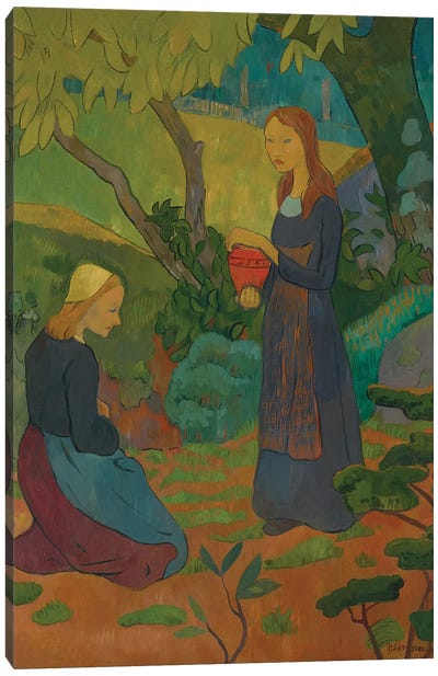 Jeune Bretonne Au Pot Vermillon Et Fillette Agenouillée, 1892 Canvas Art Print