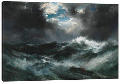 Moonlit Shipwreck At Sea, 1901 Canvas Art Print - Thomas Moran