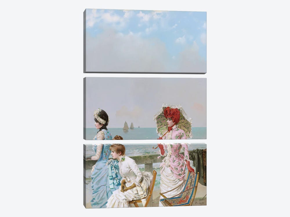 Midday At The Sea, 1884 by Vittorio Matteo Corcos 3-piece Canvas Art