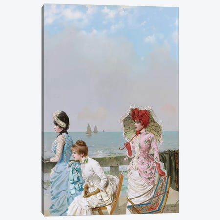 Midday At The Sea, 1884 Canvas Print #BMN13254} by Vittorio Matteo Corcos Canvas Art Print