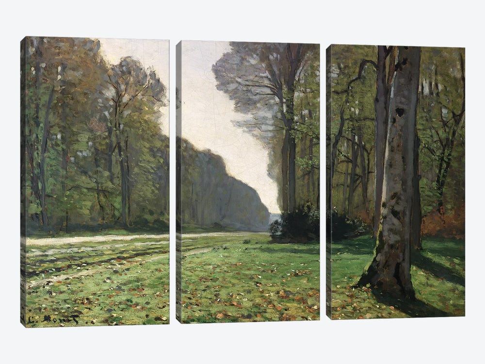The Road to Bas-Breau, Fontainebleau  by Claude Monet 3-piece Canvas Wall Art